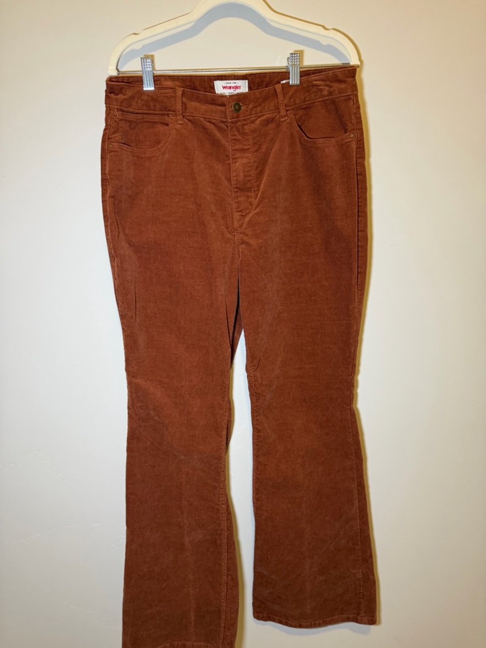 Wrangler Women’s Corduroy Bootcut Jeans in Rust Brown